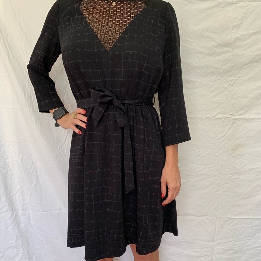 Noir Black See Through Neck Detailing Dress